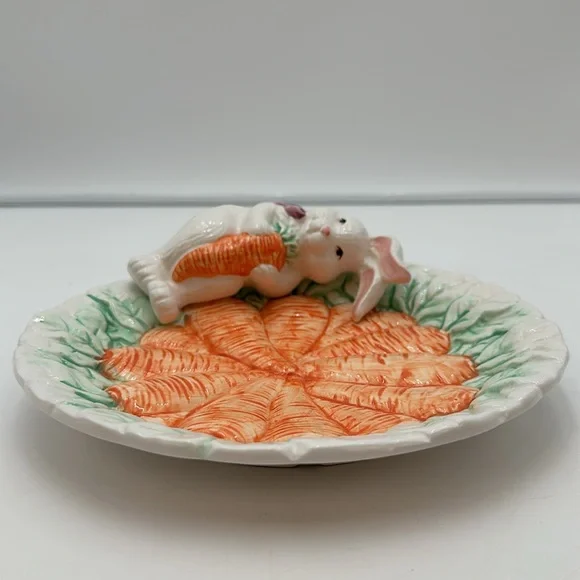 Vintage Palm Tree Company Bunny Carrot Plate Easter Spring Made in Taiwan - Picture 11 of 16